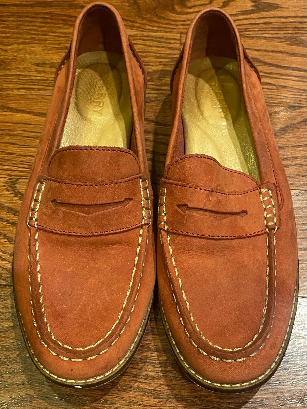 Sperry Seaport Penny Loafers Sz 7 Red Leather Cushioned Insole